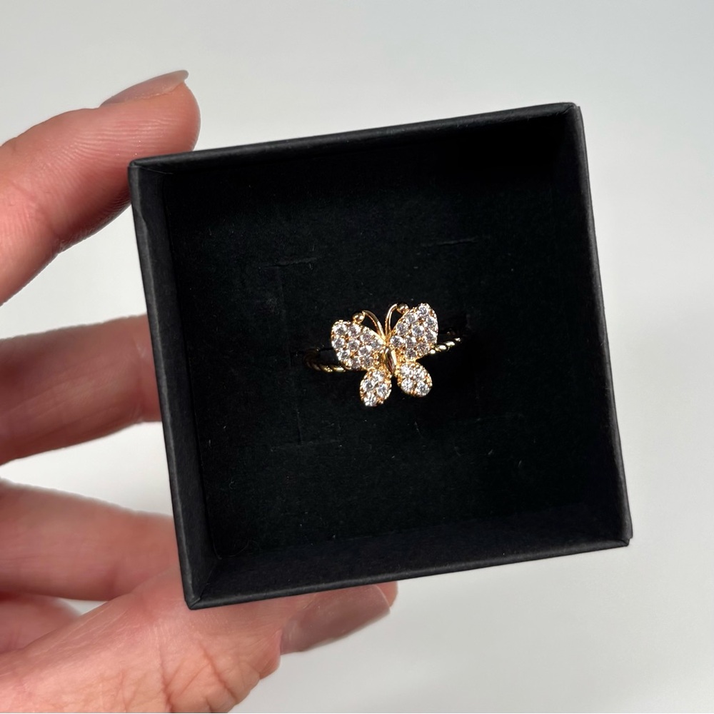 18k rose gold-plated butterfly ring - Picture 2 of 6